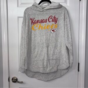 Kansas City Chiefs Felt Cream Colored Hoodie, Size Medium